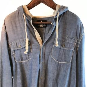 Light weight chambray hooded shirt.XXL